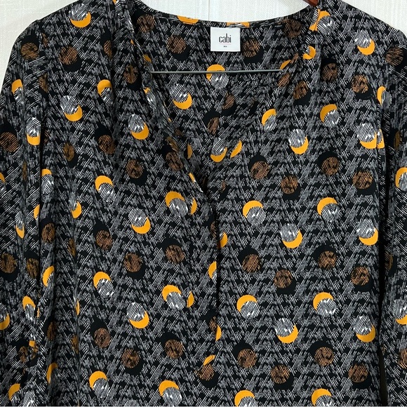 Cabi Long Sleeve Black Eclipse Moon Crescent Blouse Top Size XS - Picture 3 of 12